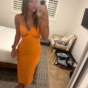 Princess Polly Orange Cutout Bodycon Midi Dress